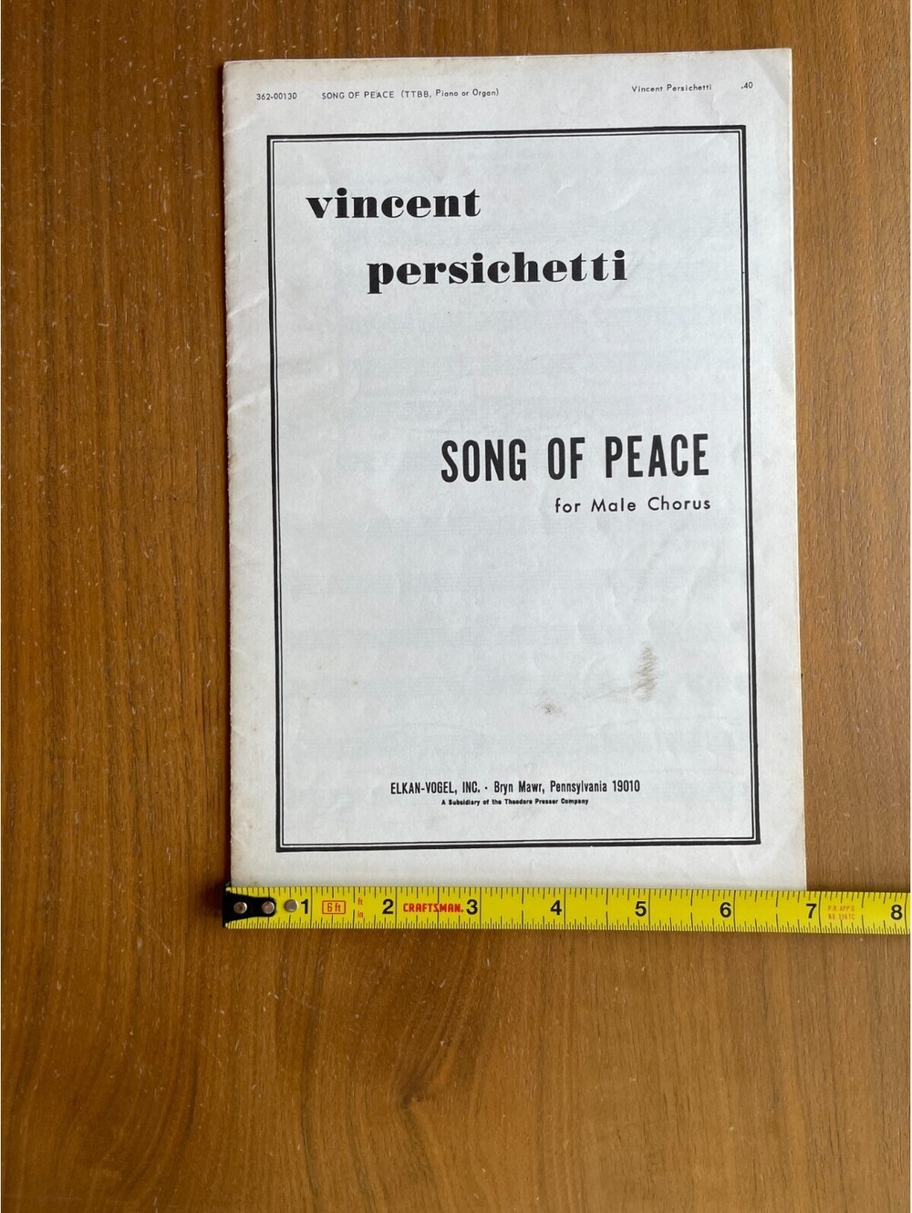 Song Of Peace For Male Chorus Vincent Persichetti Sheet Music - Picture 5 of 5